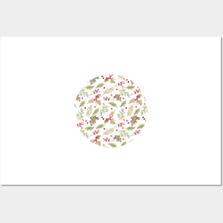 Christmas Loose Floral Watercolor Posters and Art